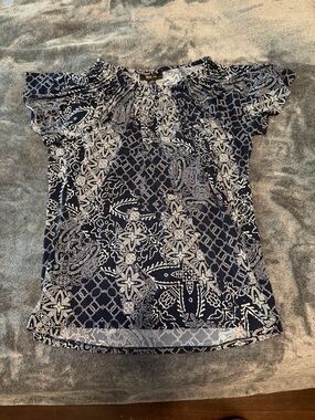 Style & Co. Black and White Paisley Flutter Sleeve Blouse
